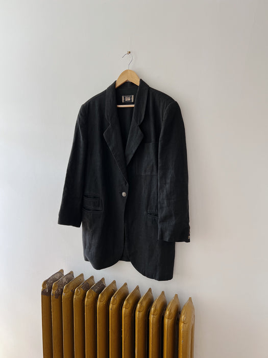 Worn Black Ramie Blazer | XL