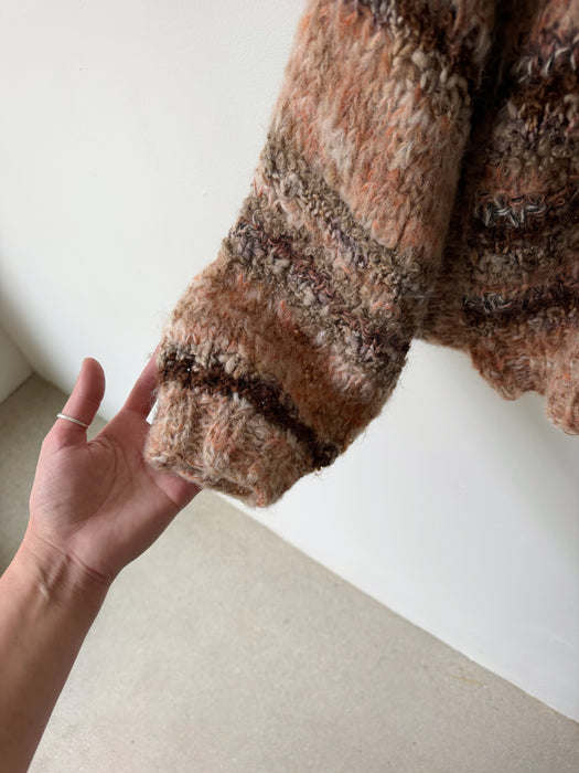 Striped Hand Knit Cardigan | M