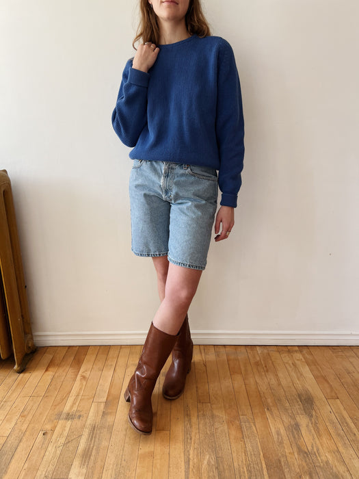 Cornflower Cotton Knit Sweater | M/L