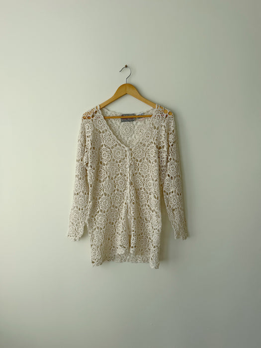 Cream Crochet Cardigan | M/L