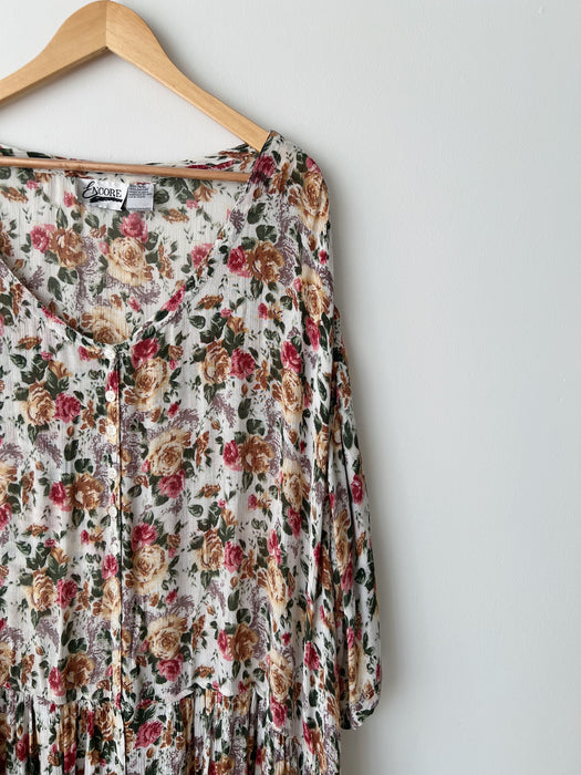Floral Button Down Dress | 3X