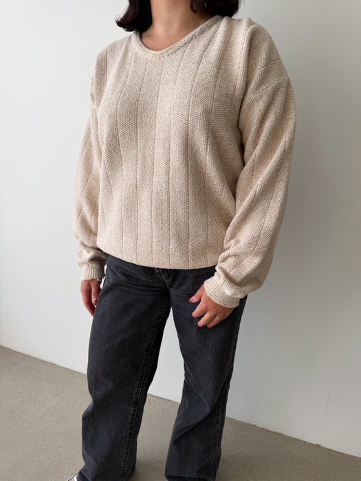 Cream Cotton Sweater | M