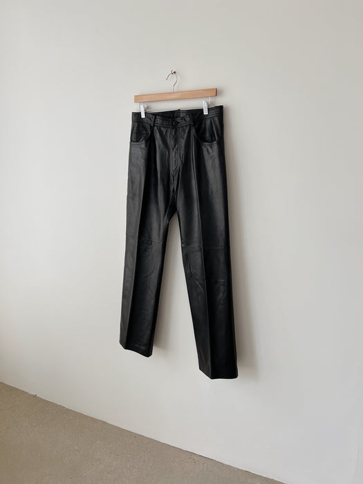 Black Leather Pants | 34