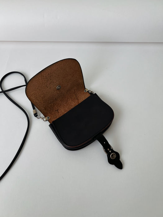 Black Leather Mini Belt Purse