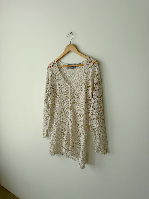 Cream Crochet Cardigan | M/L