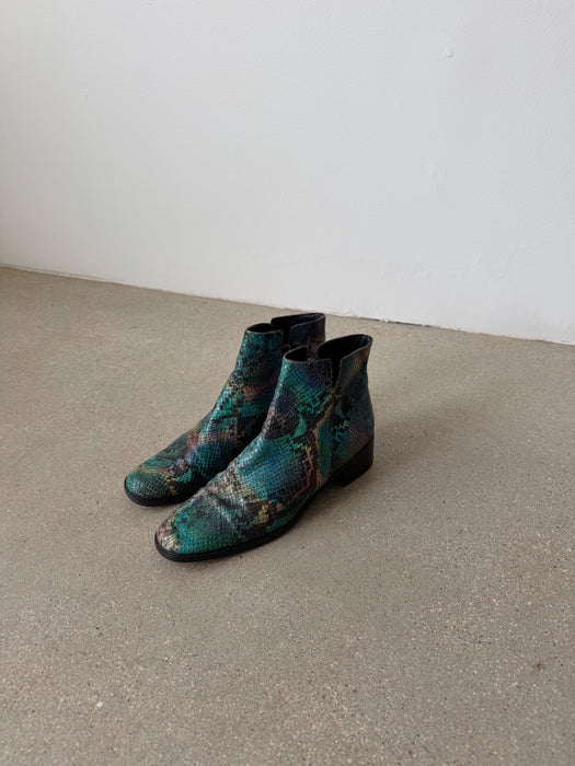 Leather Reptile Ankle Boot | 7-7.5