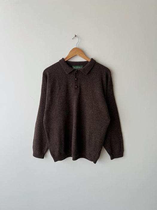 Heather Brown Collared Sweater | L