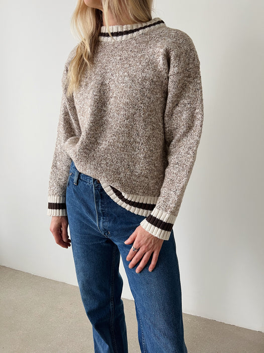 Tan Marled Knit Sweater | S