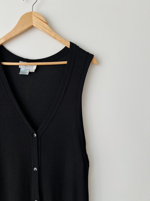 Black Button Down Vest | M