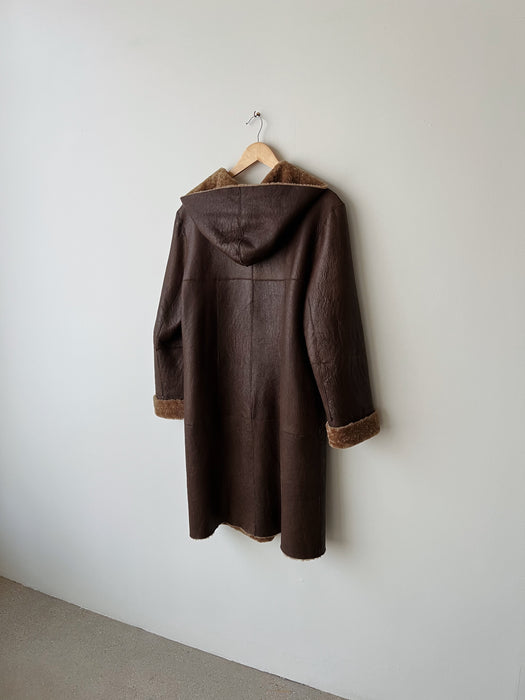 Brown Shearling Reversible Teddy Coat | M