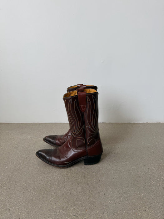 Brown Leather Cowboy Boots | 6.5-7