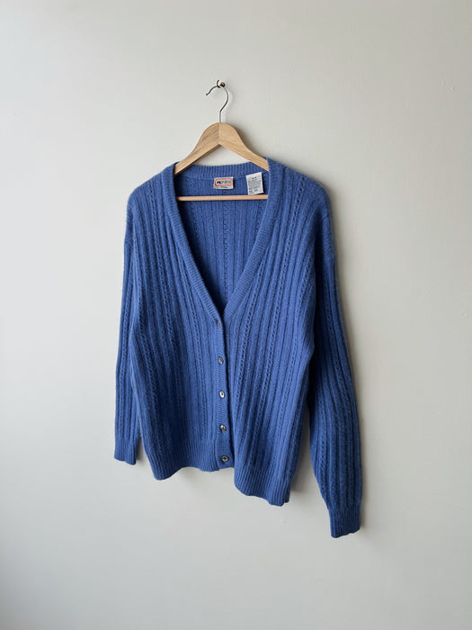 Blue Lambswool Angora Cardigan | M