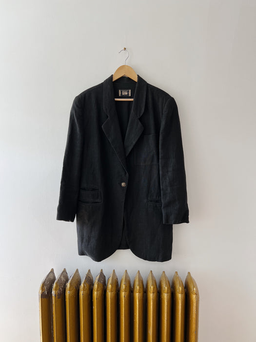 Worn Black Ramie Blazer | XL