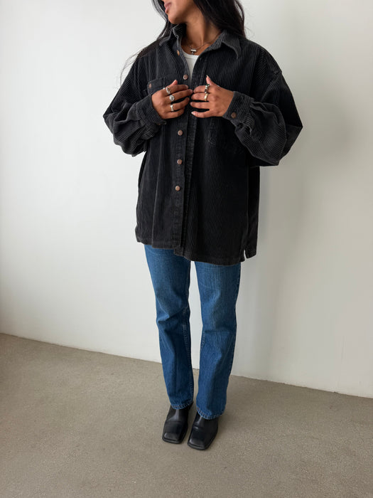 Charcoal Corduroy Button Up | L