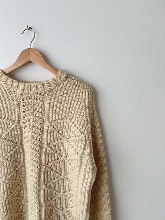 Cream Wool Knit Sweater | M/L