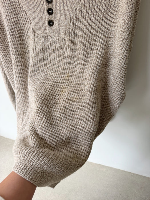 Oat Knit Henley Sweater | XL