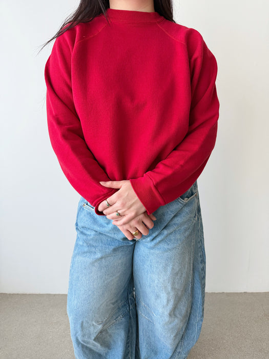 Cherry Red Raglan Crewneck | M/L