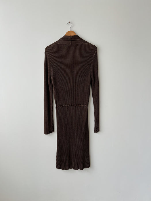 Brown Silk Knit Duster | M/L