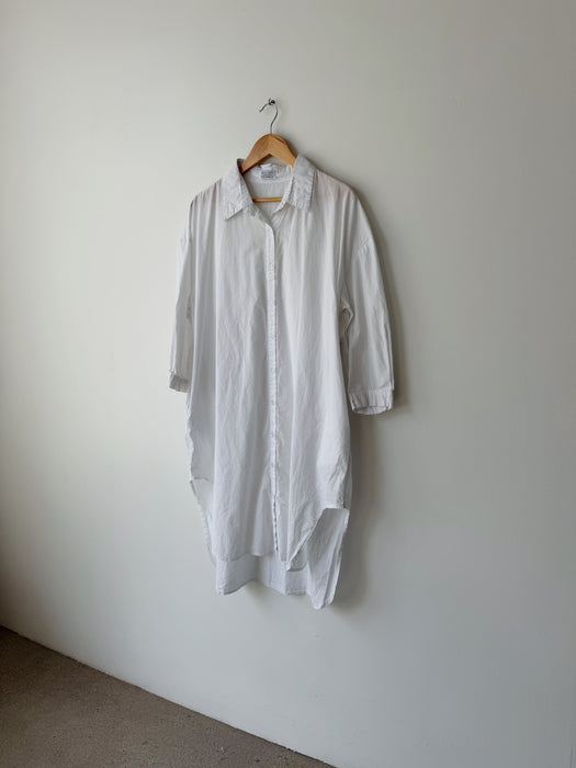 White Long Button Down Shirt | L