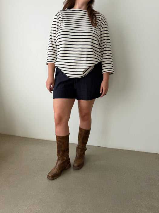 Hazlewood Navy Cotton Linen Short