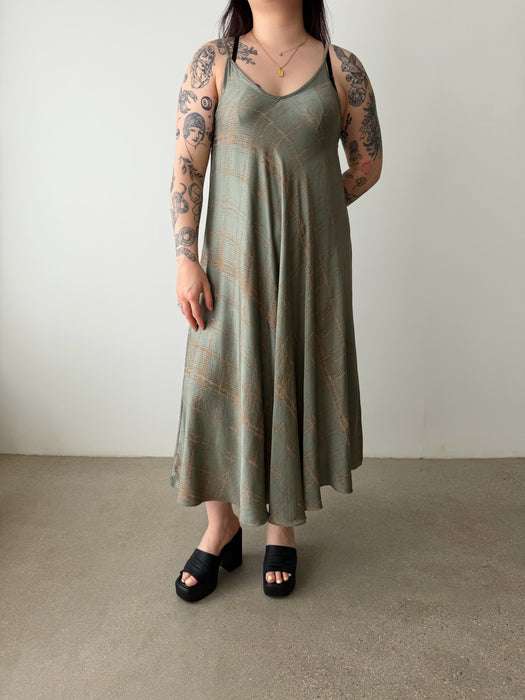 Moss Green Silk Dress | M/L