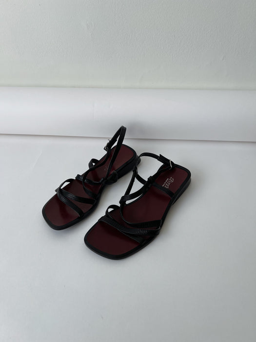 Black Leather Sandals | 5.5/6