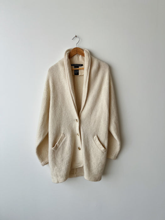 Cream Mohair Wool Cardigan | L/XL
