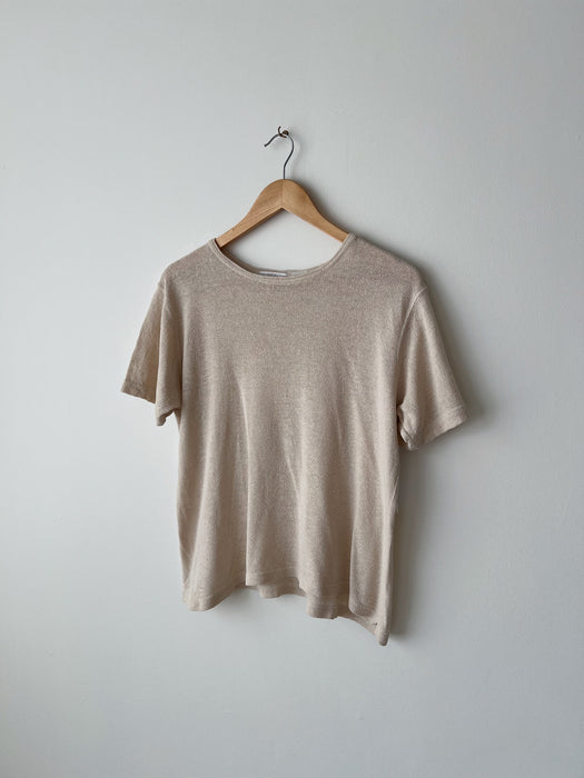 Natural Silk Knit Tee | L