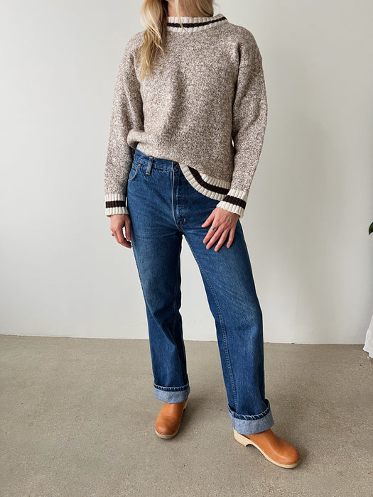 Tan Marled Knit Sweater | S