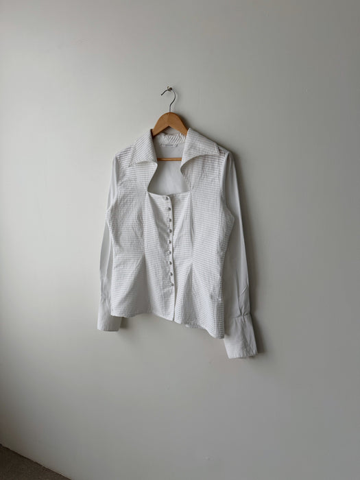 White Pleated Blouse | M/L