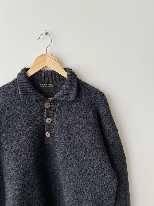 Blue Grey Wool Knit Sweater | L