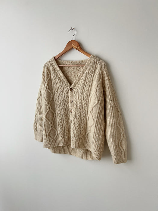 Wool Cable Knit Cardigan | M/L