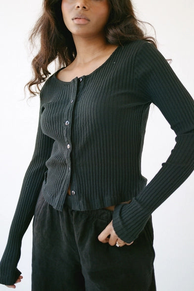 Black pointelle cardigan best sale