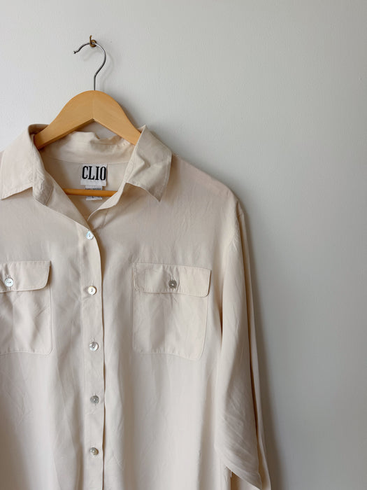 Cream Silk Blouse | L