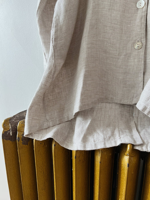 Sand Flowy Linen Button Up | L/XL