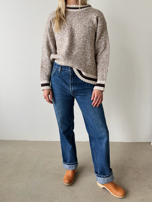 Tan Marled Knit Sweater | S