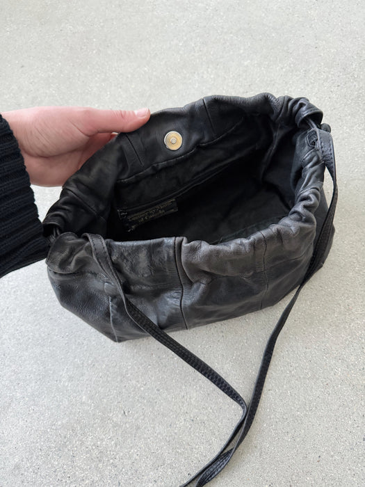 Black Leather Pouch Purse