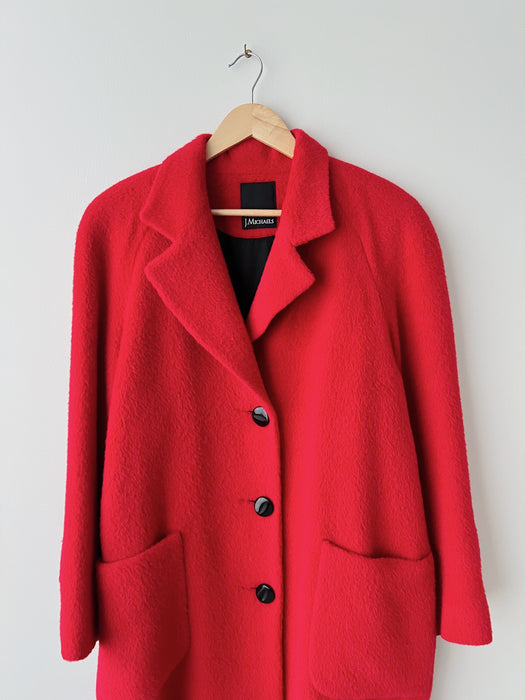 Red Alpaca Wool Coat | L/XL