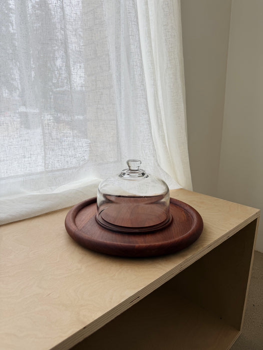 Teak Cheese Board with Glass Lid