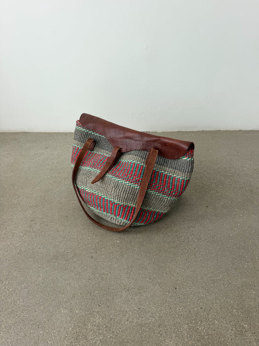 Brown Leather Sisal Bag