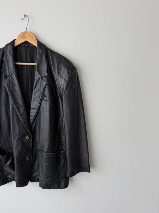Black Leather Blazer | M/L