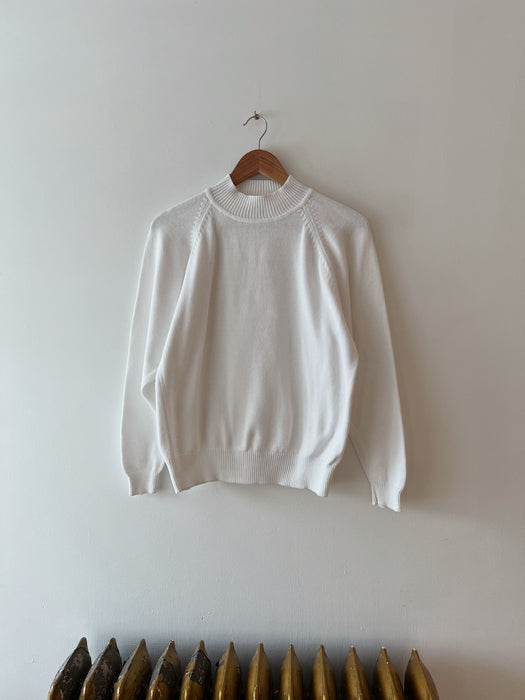 White Knit Mockneck Sweater | M
