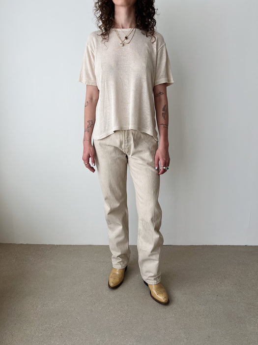Natural Silk Knit Tee | L