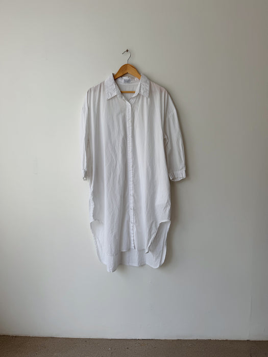 White Long Button Down Shirt | L