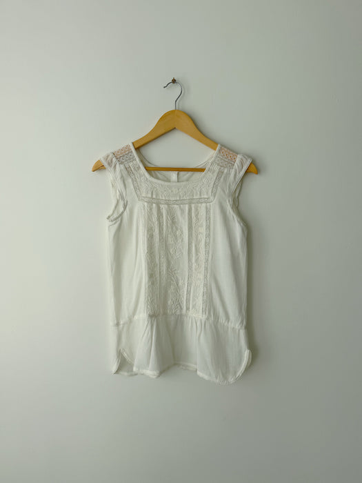 White Floral Lace Top | S