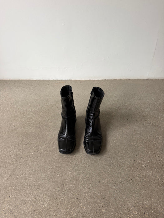 Black Patent Leather Ankle Boots | 6.5