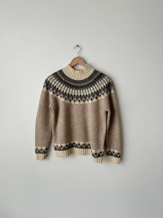 Patterned Shetland Wool Sweater | S