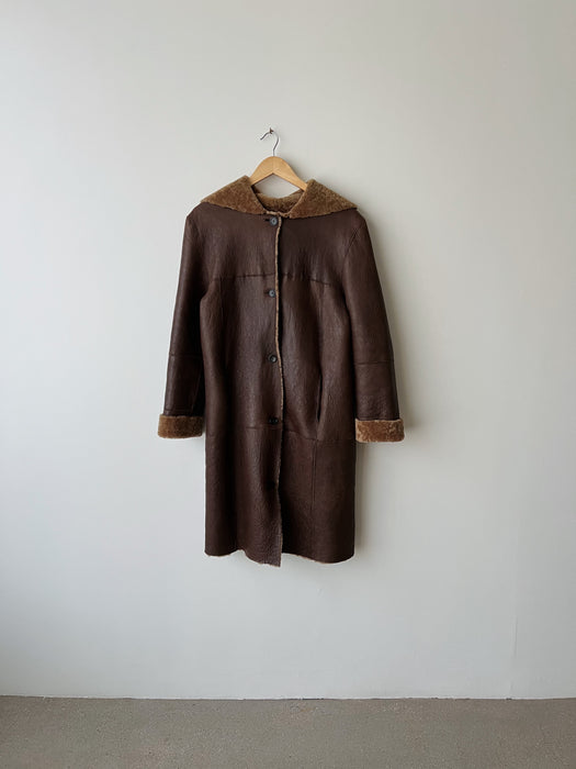 Brown Shearling Reversible Teddy Coat | M