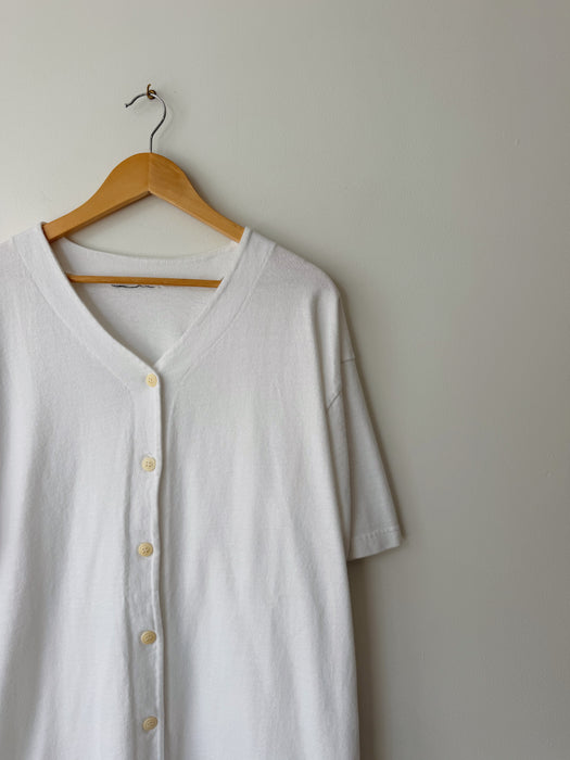 White Cotton Baseball Tee | XL