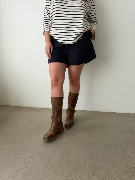 Hazlewood Navy Cotton Linen Short